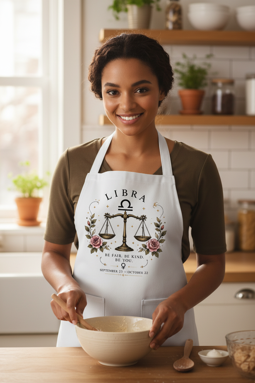 Libra Apron on Model - Brown Skin