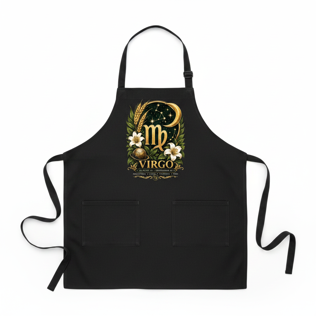 Ornate Virgo Black Apron