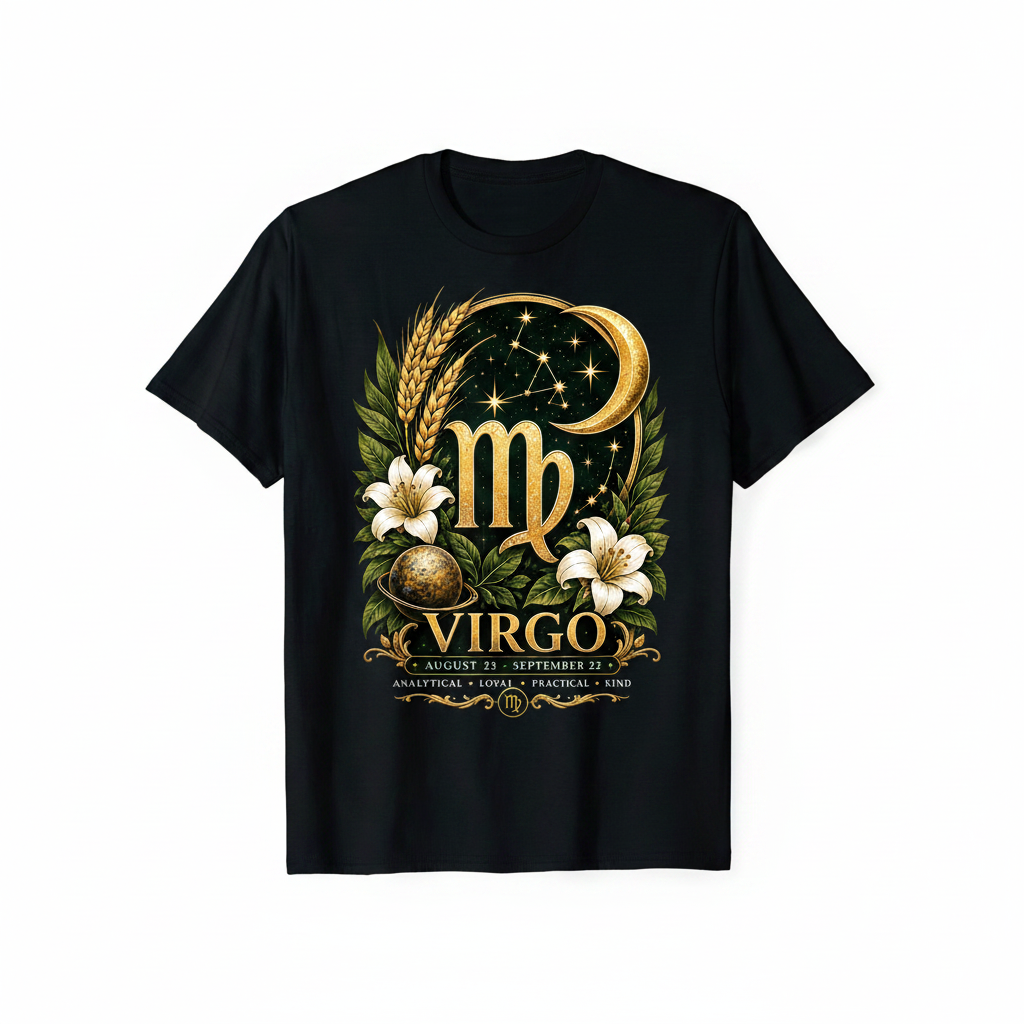 Ornate Virgo Black T-Shirt