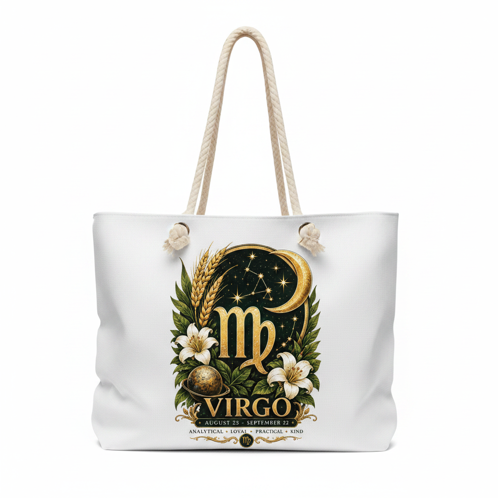 Ornate Virgo Rope Handle Tote Smaller