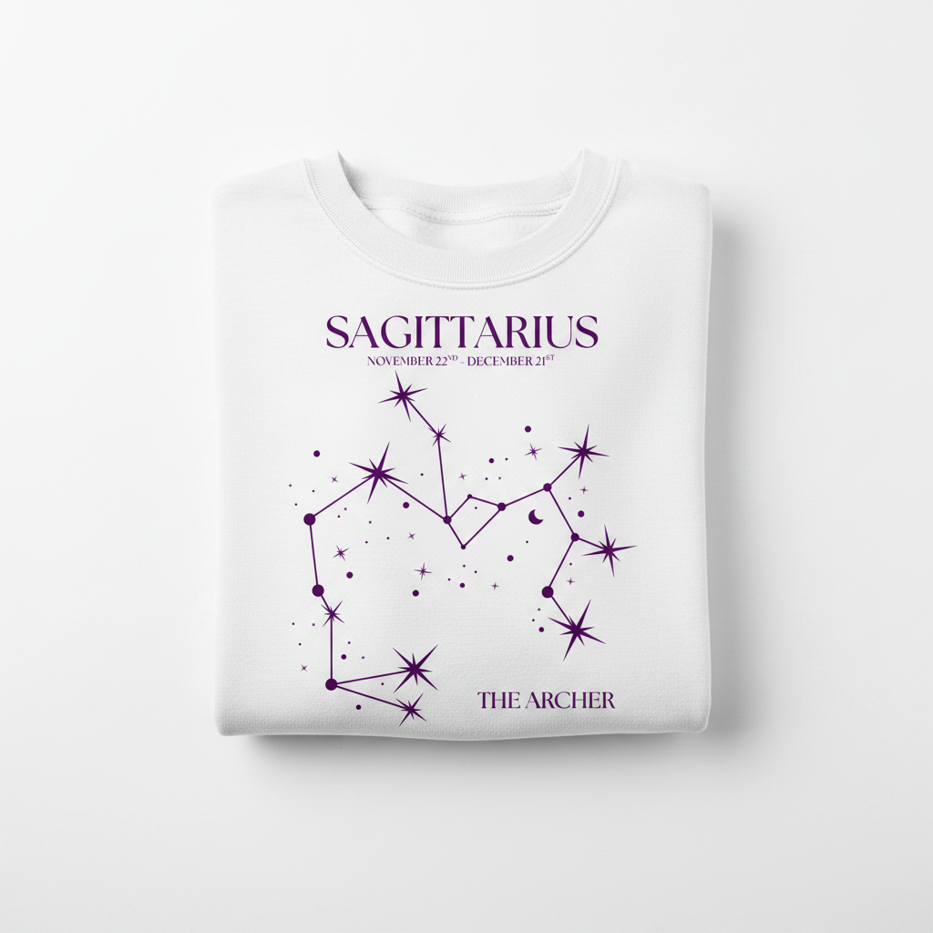 Sagittarius Folded White Sweatshirt Mockup