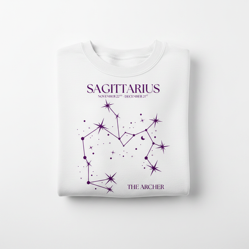 Sagittarius Folded White Sweatshirt Mockup