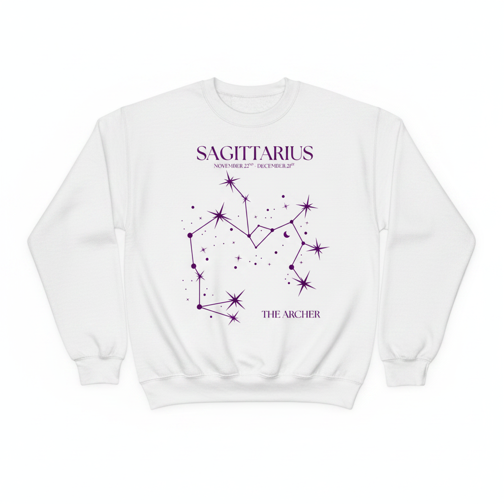 Sagittarius Unfolded White Sweatshirt Mockup