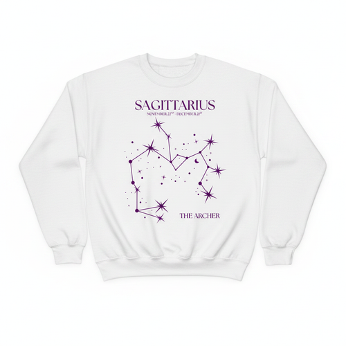 Sagittarius Unfolded White Sweatshirt Mockup